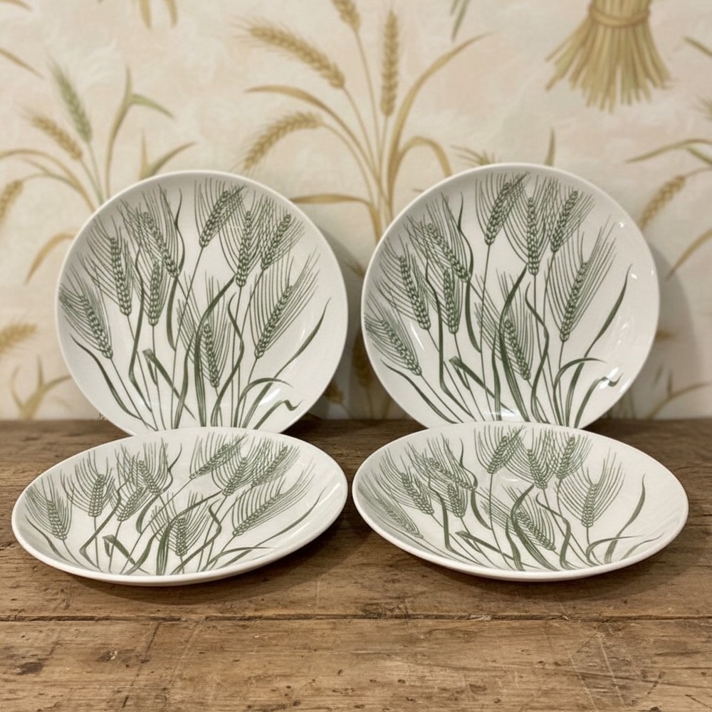 VTG MCM Homer Laughlin Wheat Americana Ceramic 4 Salad Plates